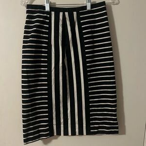 J. Crew Black and White Striped Pencil Skirt
